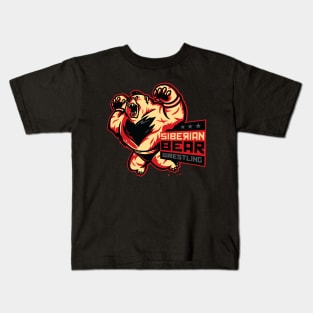 Siberian Bear Wrestling Kids T-Shirt